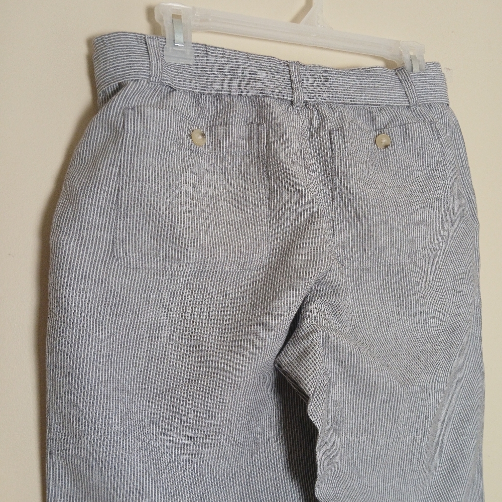 Liz Claiborne Capri Linen Blend Size Medium Pin Stripe - Picture 5 of 7